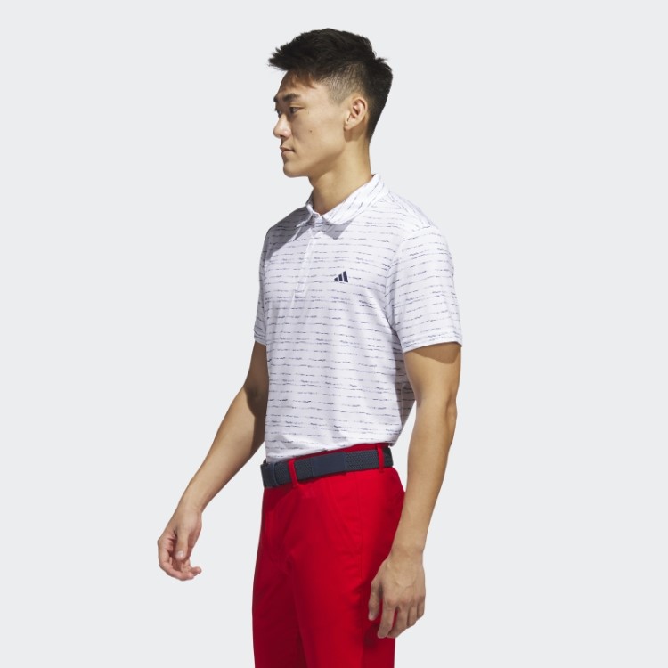 Adidas Camisa Polo De Golfe Com Listras Brancas