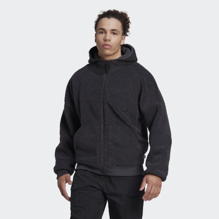 Moletom De Lã Polar Com Zíper Completo Em Carbono Adidas