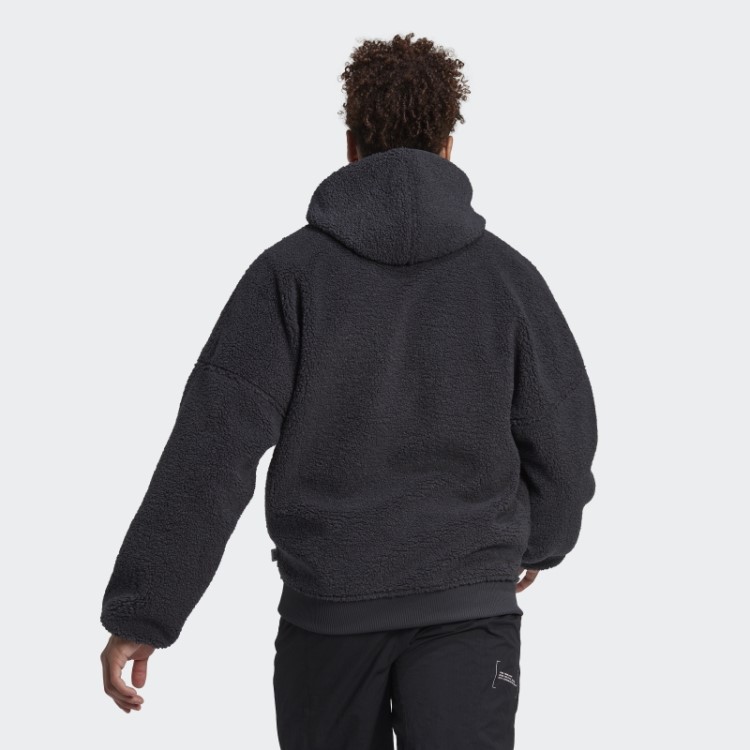 Moletom De Lã Polar Com Zíper Completo Em Carbono Adidas