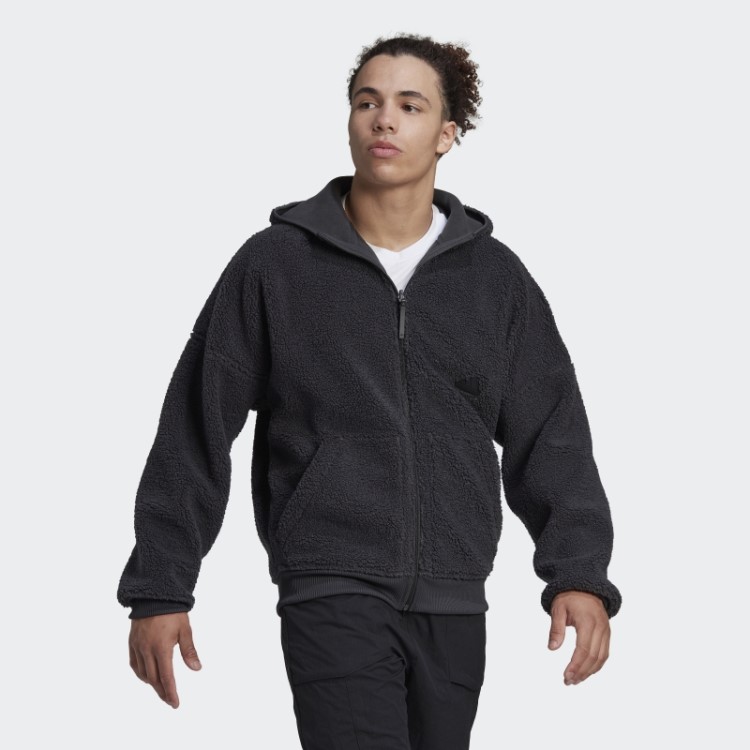 Moletom De Lã Polar Com Zíper Completo Em Carbono Adidas