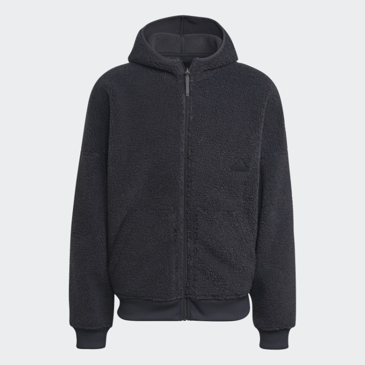 Moletom De Lã Polar Com Zíper Completo Em Carbono Adidas