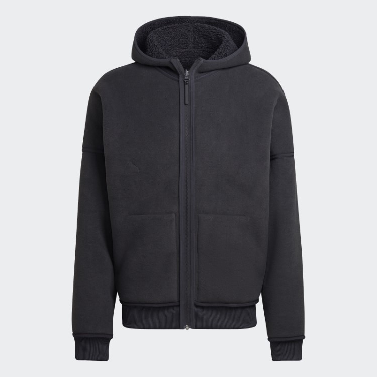 Moletom De Lã Polar Com Zíper Completo Em Carbono Adidas