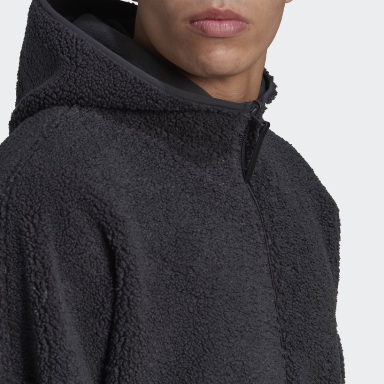 Moletom De Lã Polar Com Zíper Completo Em Carbono Adidas
