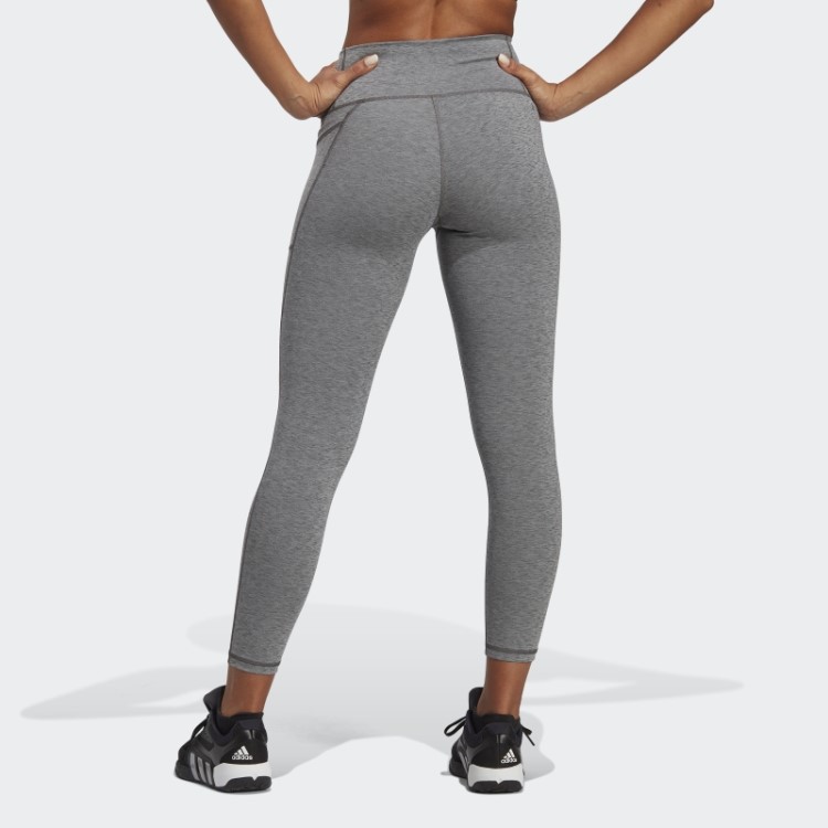 Legging Adidas Optime Stash Bolso Cintura Alta 7/8 Urze Cinza Escuro