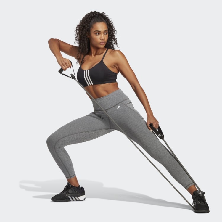 Legging Adidas Optime Stash Bolso Cintura Alta 7/8 Urze Cinza Escuro