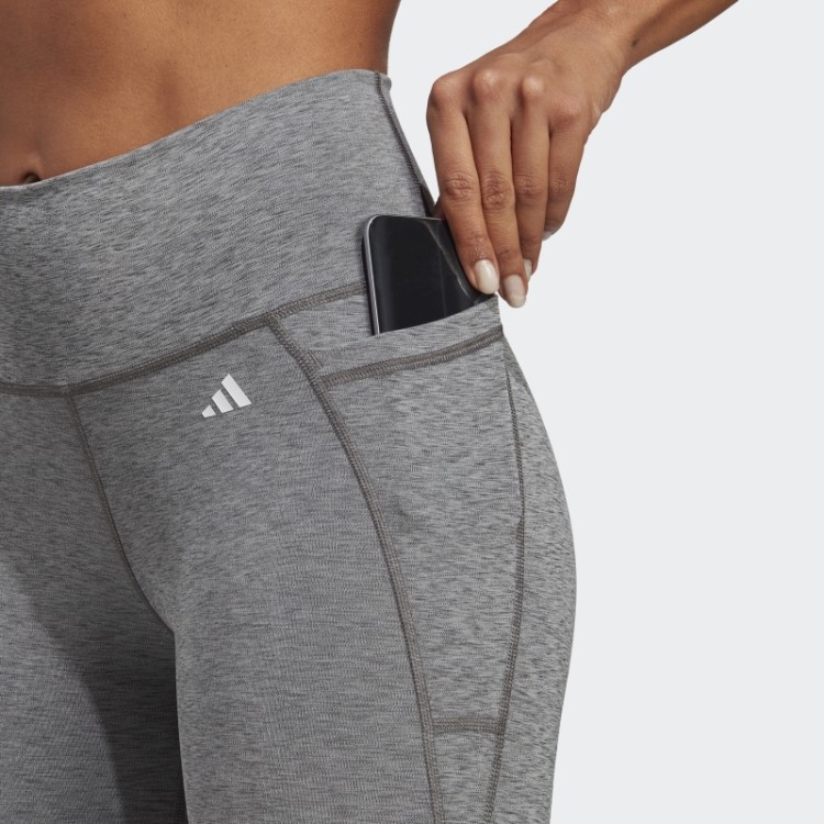 Legging Adidas Optime Stash Bolso Cintura Alta 7/8 Urze Cinza Escuro