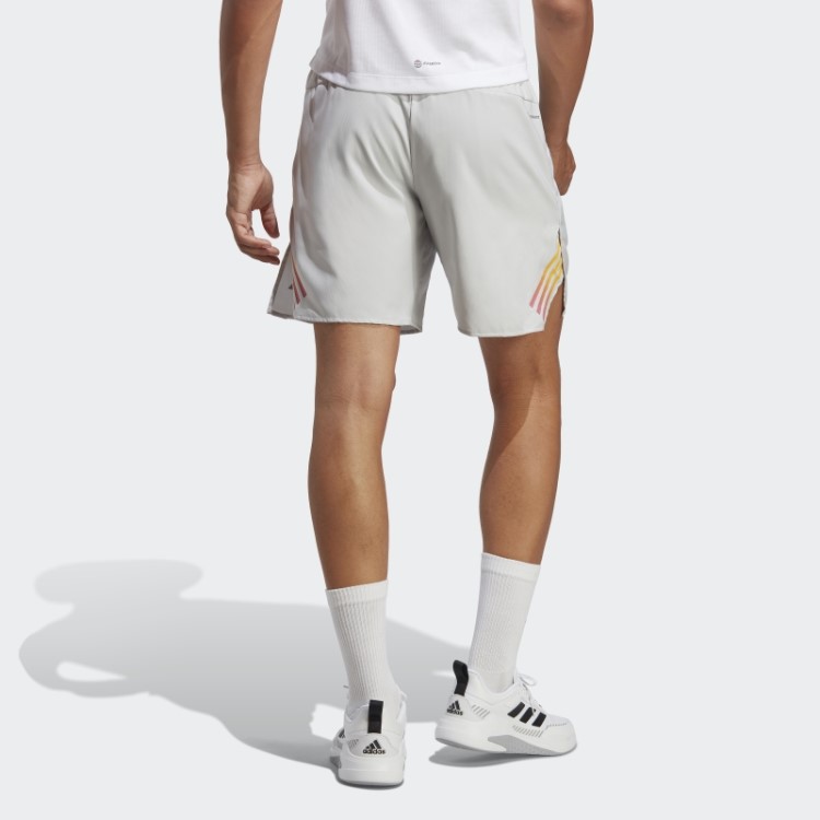 Bermuda De Treino Adidas Train Icons Com As Três Listras Cinza Quente