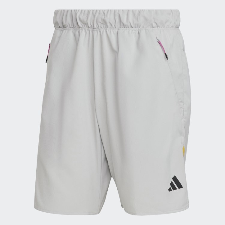 Bermuda De Treino Adidas Train Icons Com As Três Listras Cinza Quente