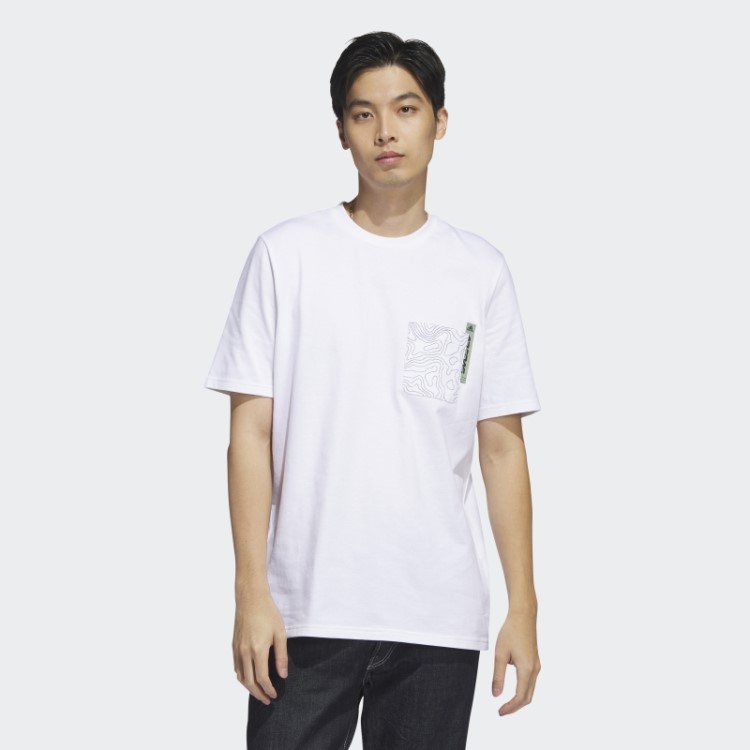 Adidas Camiseta Branca City Escape Com Bolso Gráfico