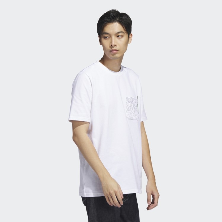 Adidas Camiseta Branca City Escape Com Bolso Gráfico