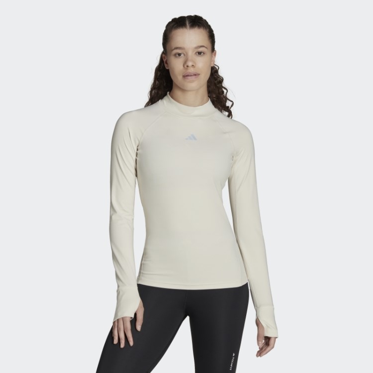 Top De Treino De Manga Comprida Techfit Aeroready Quente Adidas Alumínio