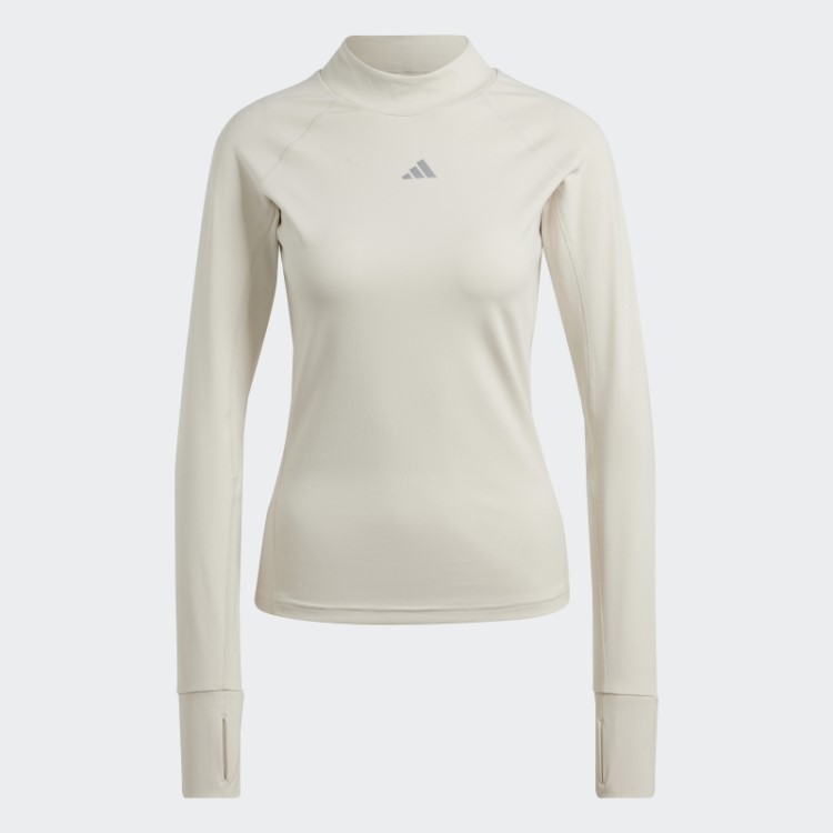 Top De Treino De Manga Comprida Techfit Aeroready Quente Adidas Alumínio