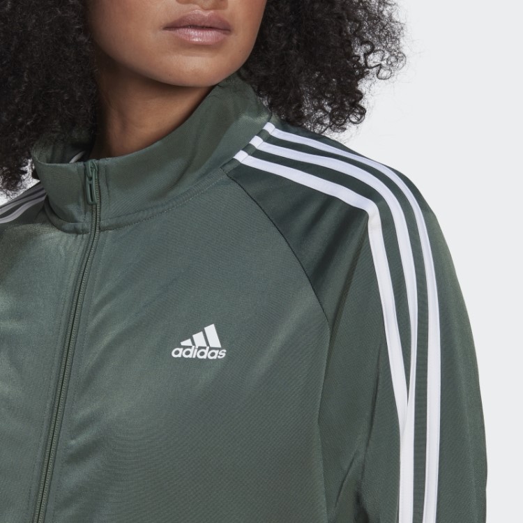 Jaqueta Verde óxido Adidas Essentials Warm-up Tricot Slim Com As Três Listras (tamanho Grande)