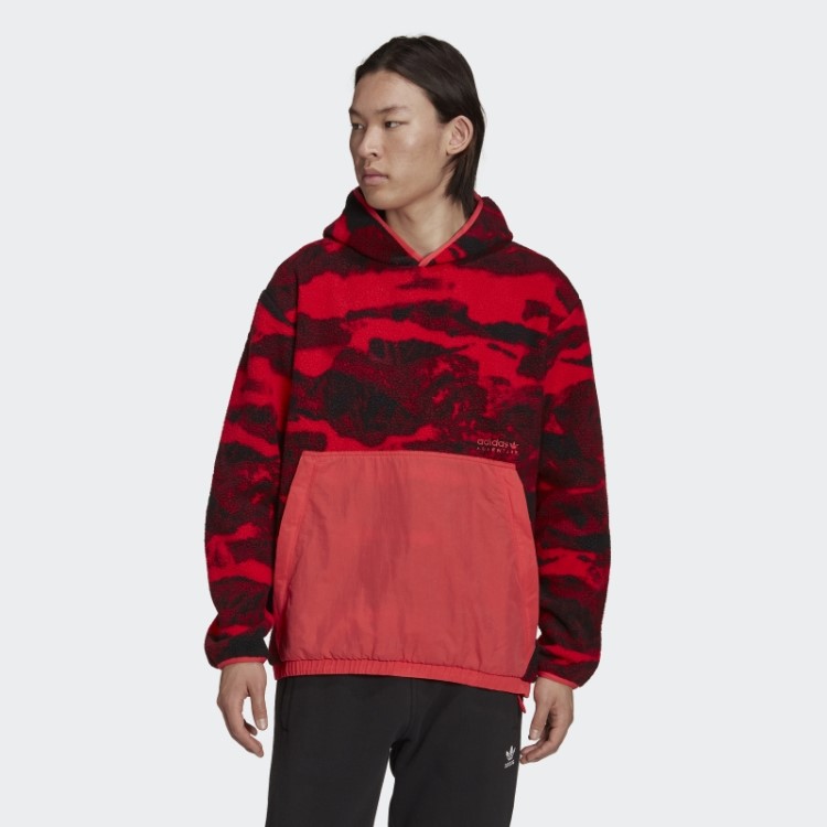 Moletom De Lã Polar Adidas Adventure Rosa Core Hot Com Estampa Allover