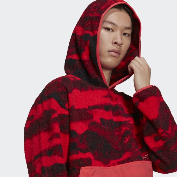 Moletom De Lã Polar Adidas Adventure Rosa Core Hot Com Estampa Allover