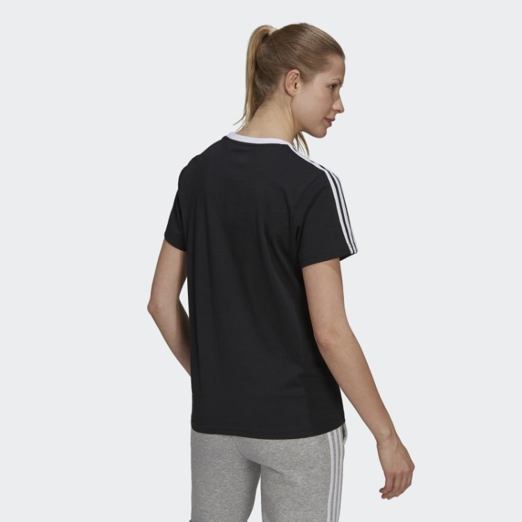 Camiseta Com As Três Listras Preta Adidas Essentials