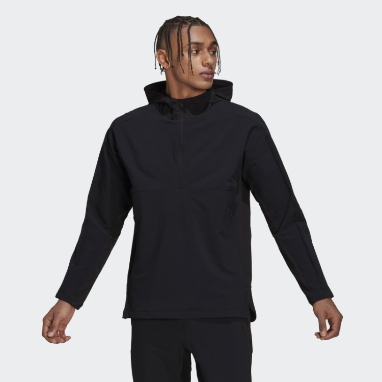 Moletom Com Capuz Preto Em Cordura Para Treino Adidas