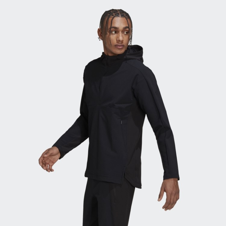 Moletom Com Capuz Preto Em Cordura Para Treino Adidas
