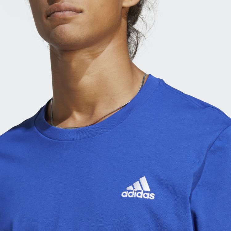 Adidas Essentials T-shirt De Jérsei Simples Com Logotipo Pequeno Bordado Azul