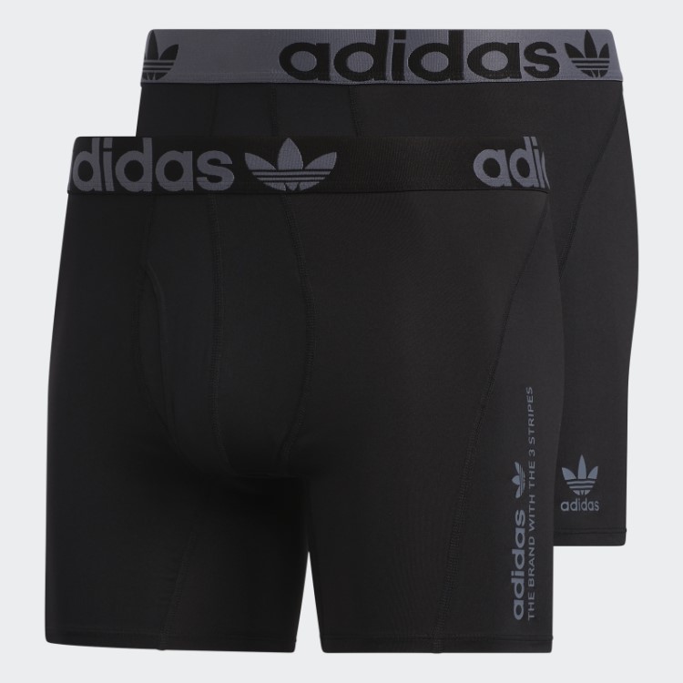 Cueca Boxer Preta Adidas Trefoil 2 Pares