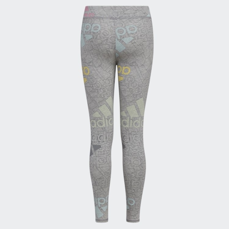 Meia-calça Com Estampa Allover Brand Love Adidas Cinza Médio