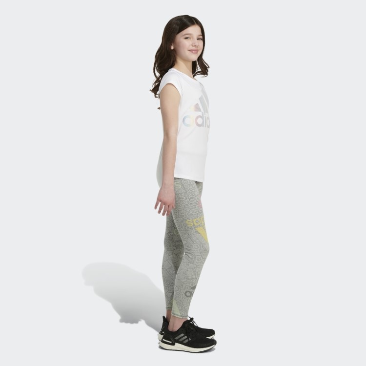 Meia-calça Com Estampa Allover Brand Love Adidas Cinza Médio