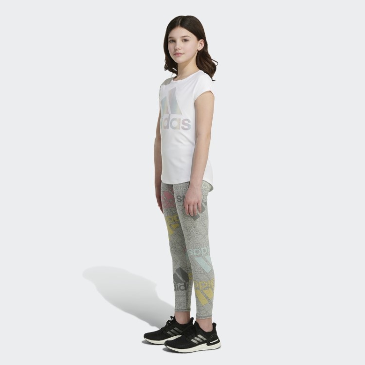 Meia-calça Com Estampa Allover Brand Love Adidas Cinza Médio