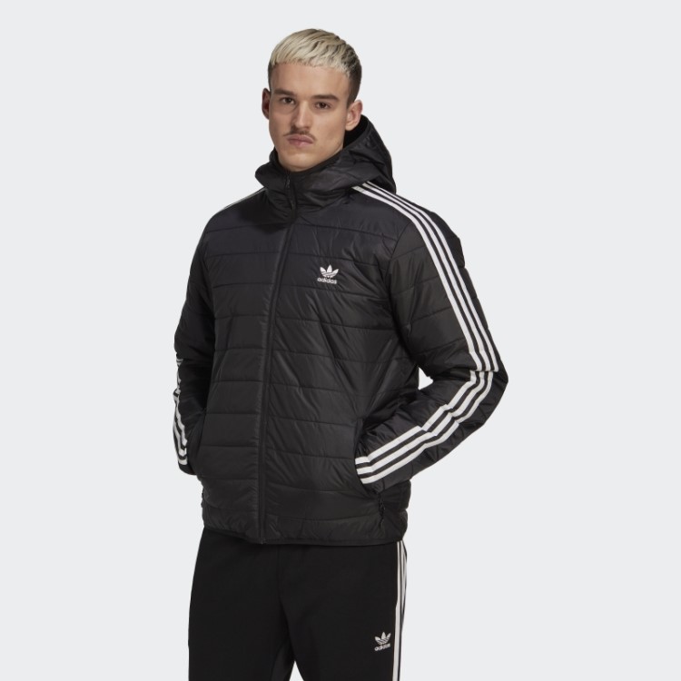 Jaqueta Puffer Com Capuz Preto Acolchoado Adidas
