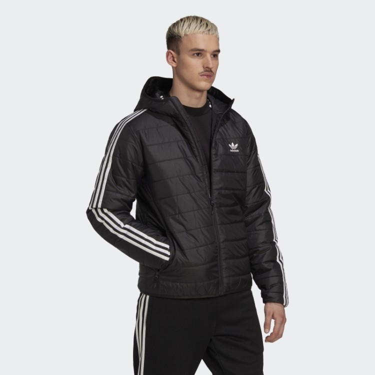 Jaqueta Puffer Com Capuz Preto Acolchoado Adidas