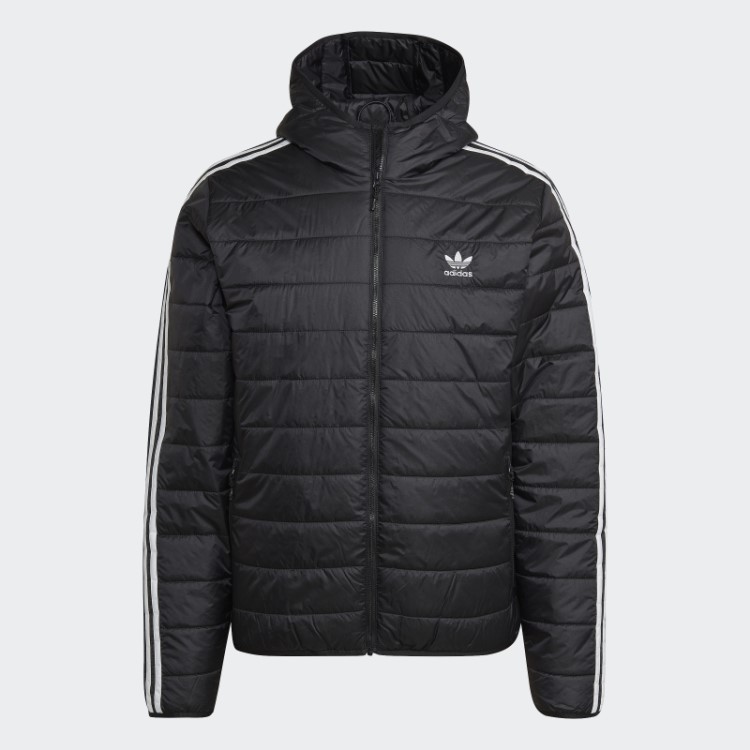 Jaqueta Puffer Com Capuz Preto Acolchoado Adidas