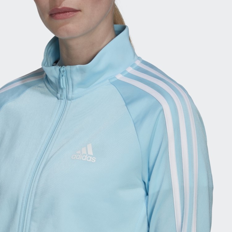 Jaqueta Adidas Blue Primegreen Essentials Warm-up Slim Com As Três Listras