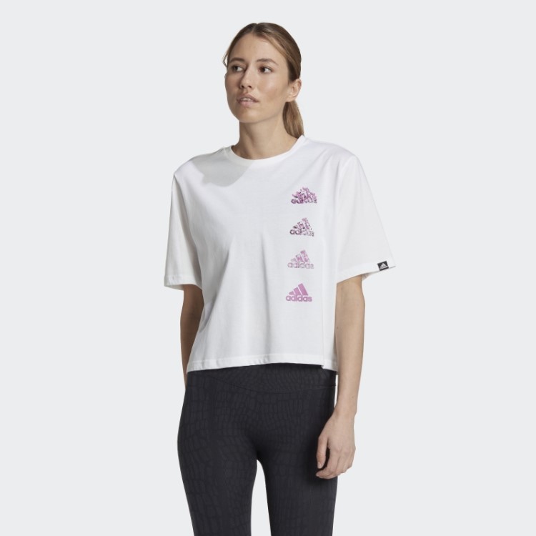 Camiseta Branca Adidas Aeroready Training Crop Gráfico