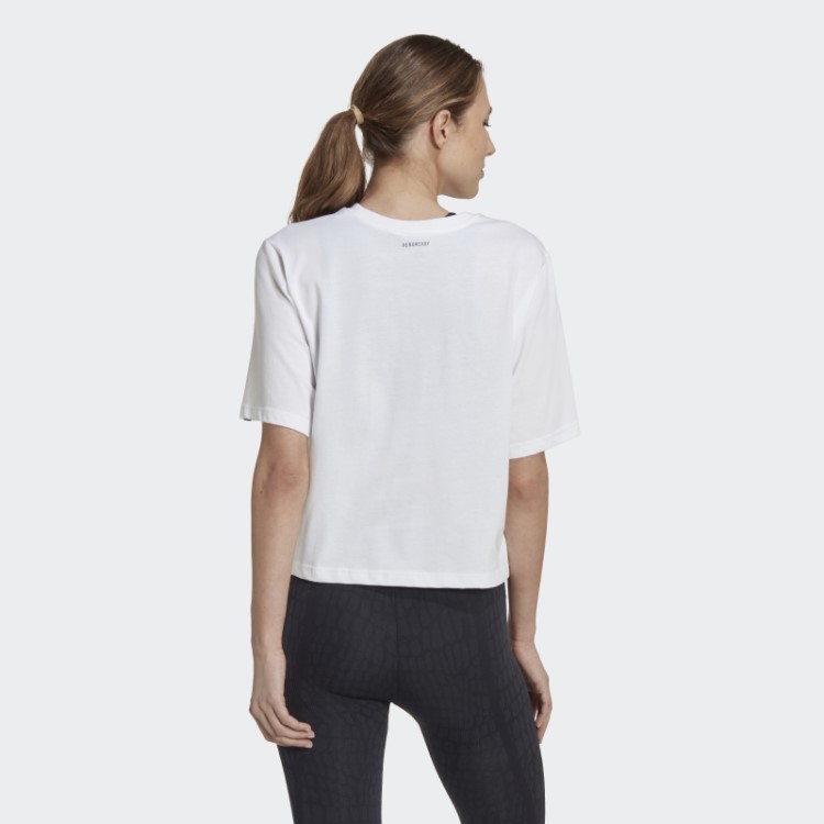 Camiseta Branca Adidas Aeroready Training Crop Gráfico