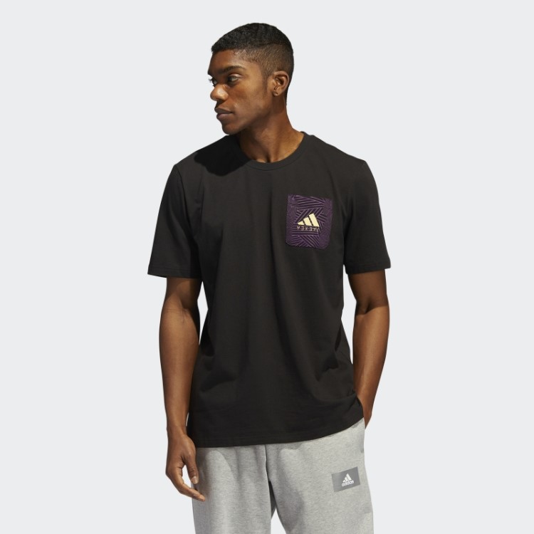 Camiseta Estampada Pantera Preta Adidas Preta