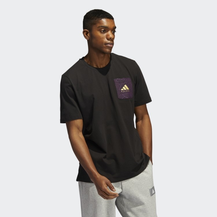 Camiseta Estampada Pantera Preta Adidas Preta