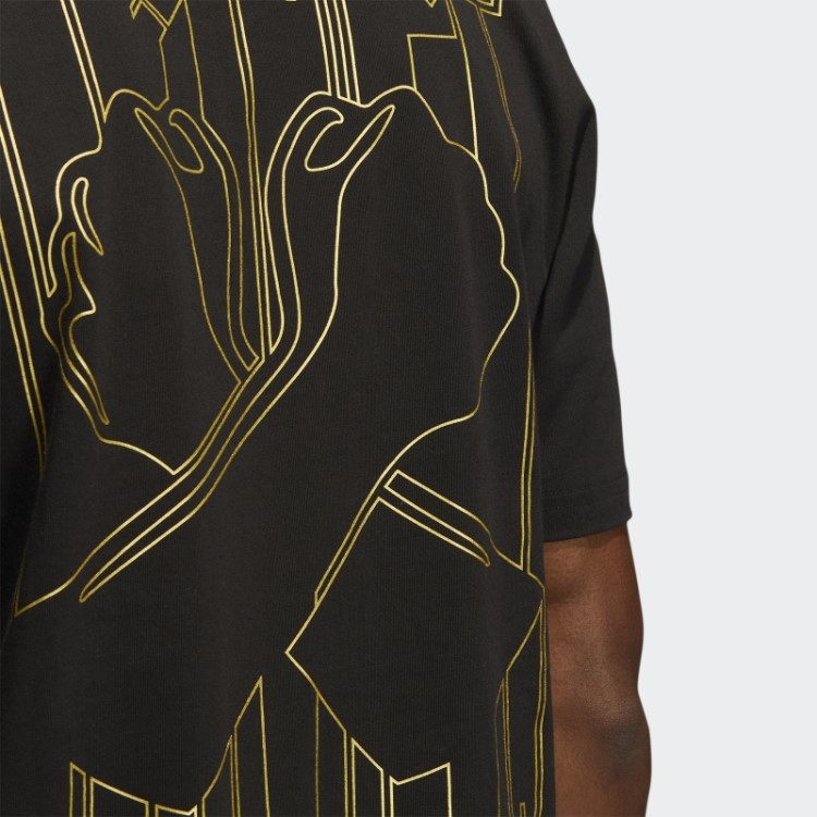 Camiseta Estampada Pantera Preta Adidas Preta