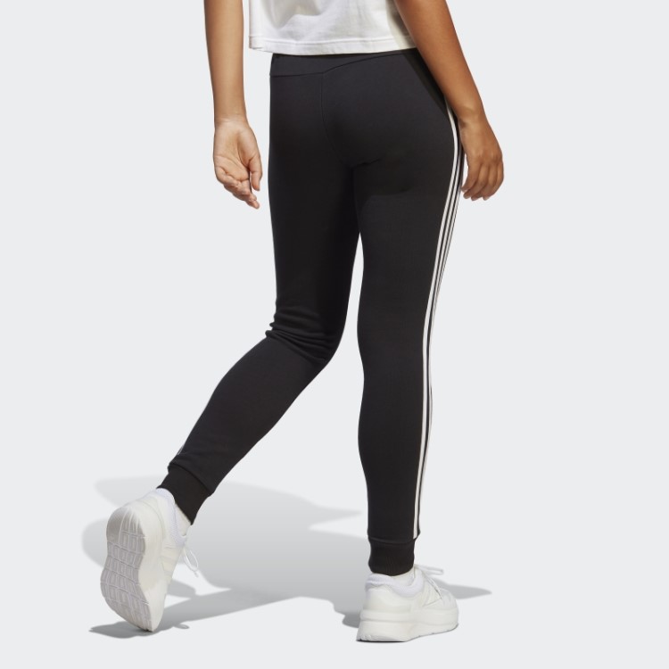 Calça Adidas Black Essentials 3 Listras French Terry Com Punho