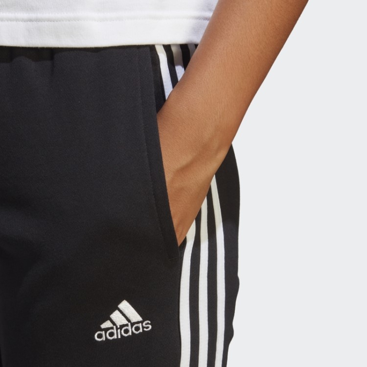 Calça Adidas Black Essentials 3 Listras French Terry Com Punho