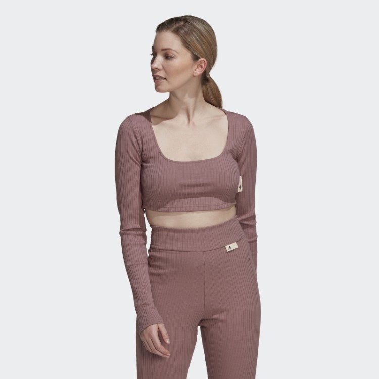Adidas Camiseta Roxa De Manga Longa Com Recorte Studio Lounge Com Nervuras
