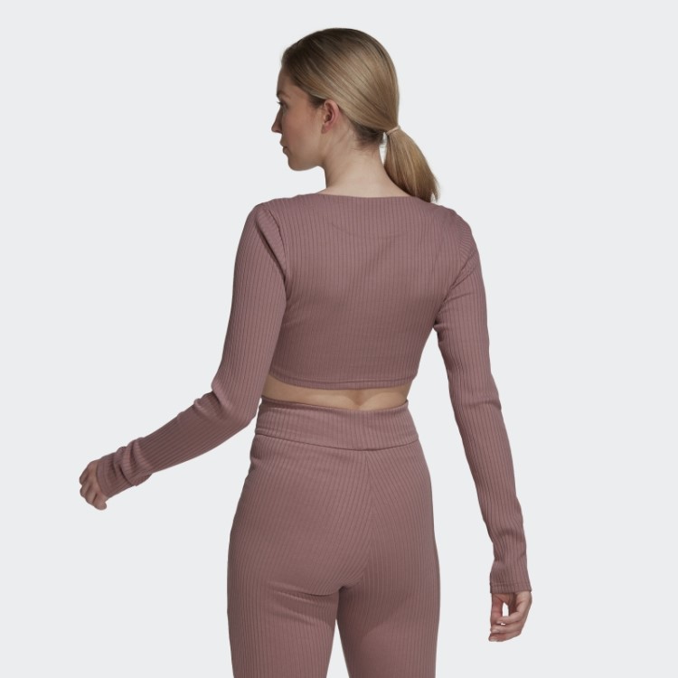 Adidas Studio Lounge Camiseta De Manga Longa Cortada Com Nervuras Roxa
