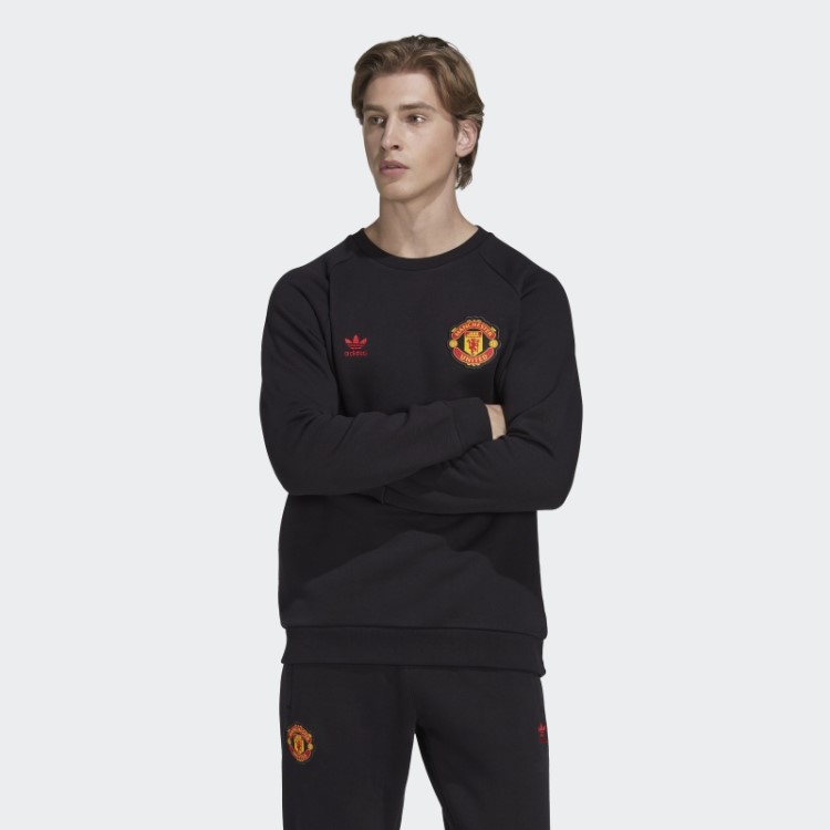 Moletom Preto Manchester United Essentials Trefoil Adidas