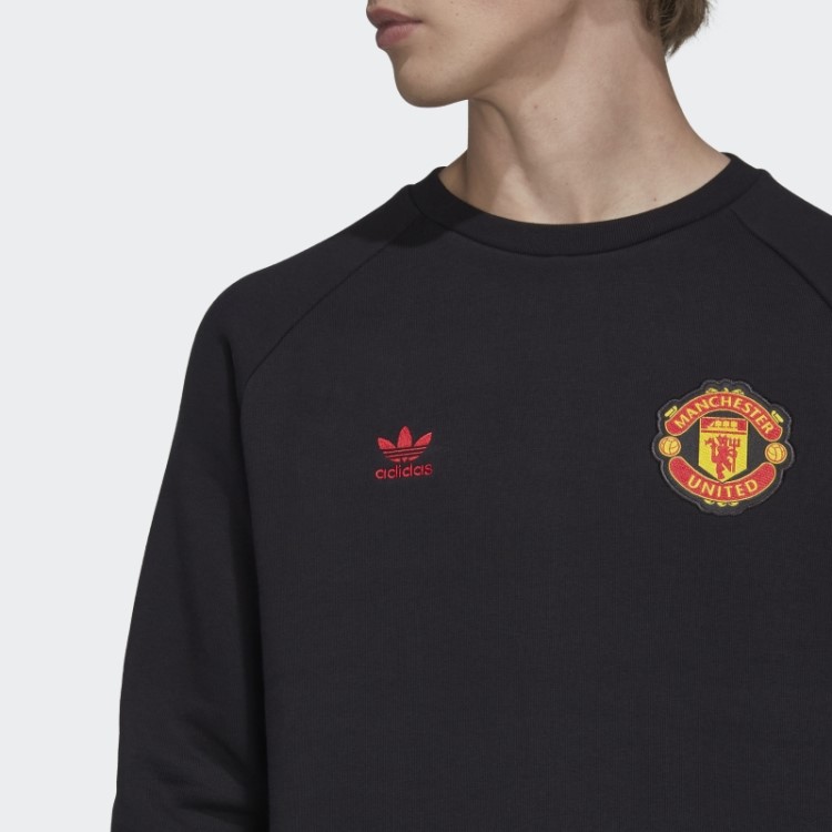 Moletom Preto Manchester United Essentials Trefoil Adidas