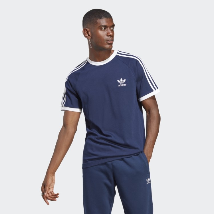Camiseta Com As Três Listras Adidas Night Indigo Adicolor Classics