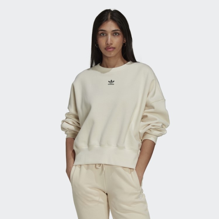 Moletom De Lã Branco Adidas Adicolor Essentials