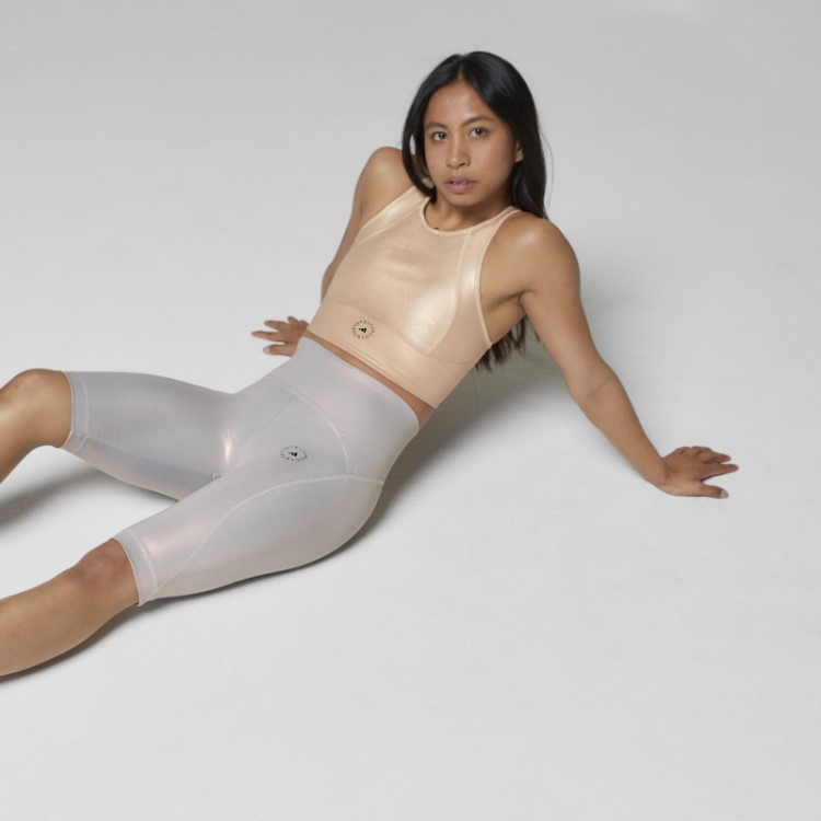 Adidas By Stella Mccartney Top Cropped De Treino Brilhante Fashion Cobre Metálico