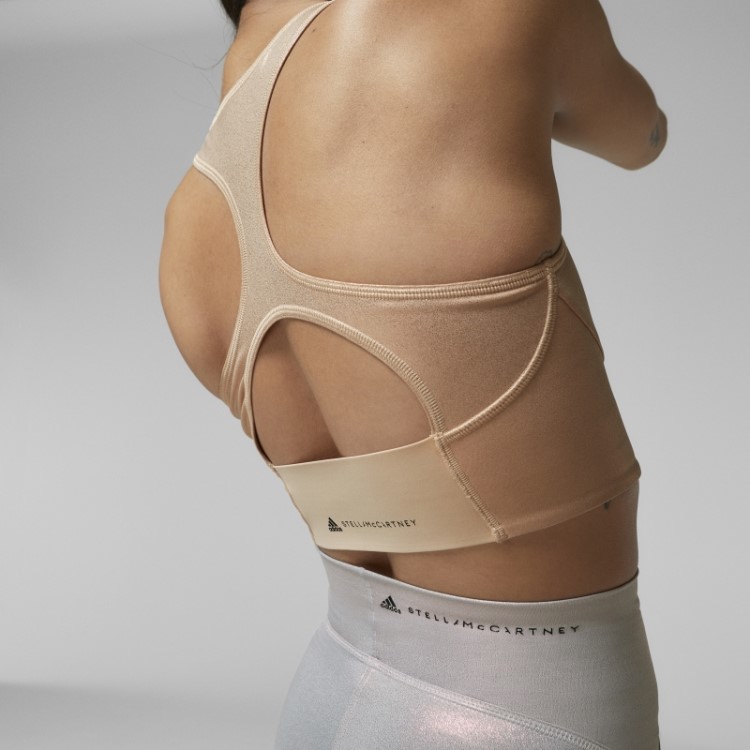 Adidas By Stella Mccartney Top Cropped De Treino Brilhante Fashion Cobre Metálico