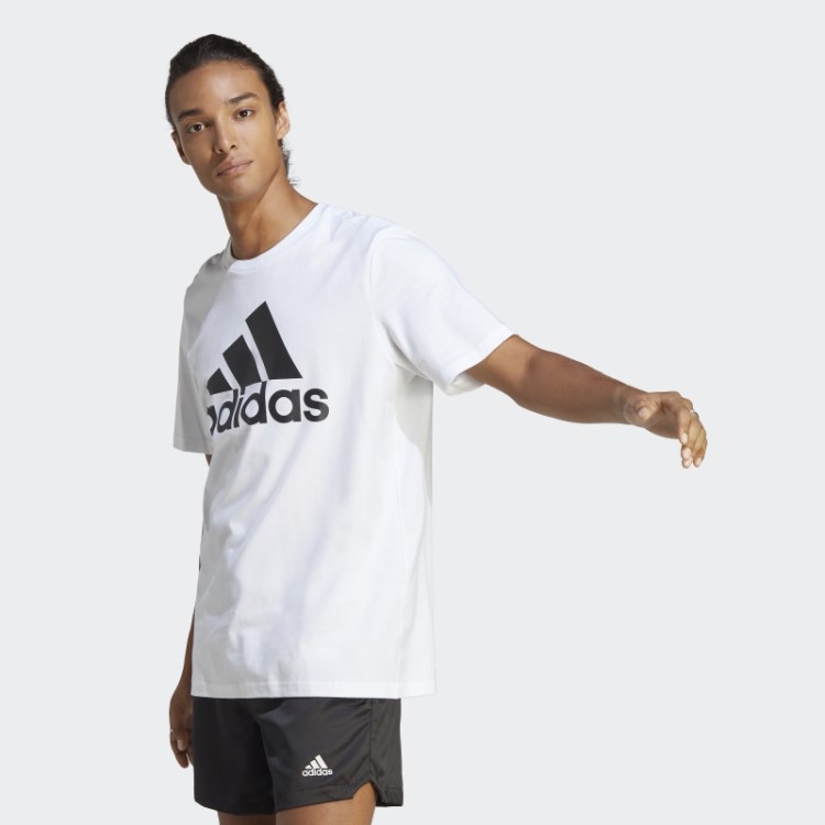 Camiseta Branca Adidas Essentials Single Jersey Com Logo Grande