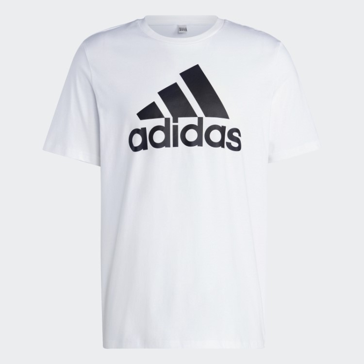 Camiseta Branca Adidas Essentials Single Jersey Com Logo Grande