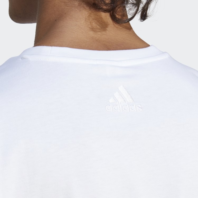 T-shirt Branca Essencial De Jersey Simples Com Logo Grande Adidas