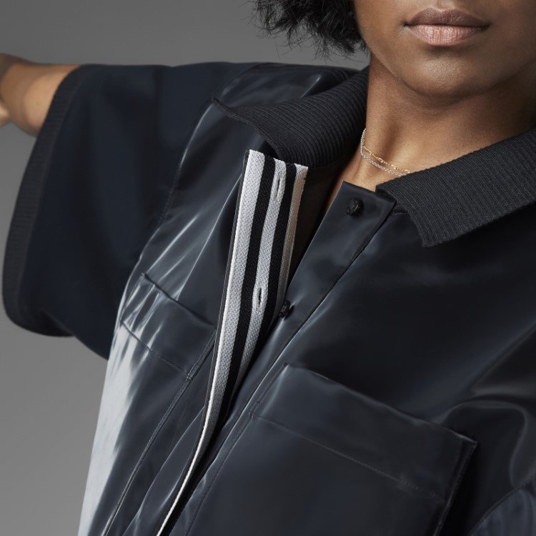 Adidas Camisa Polo Cropped Preto Azul Versão Brilhante